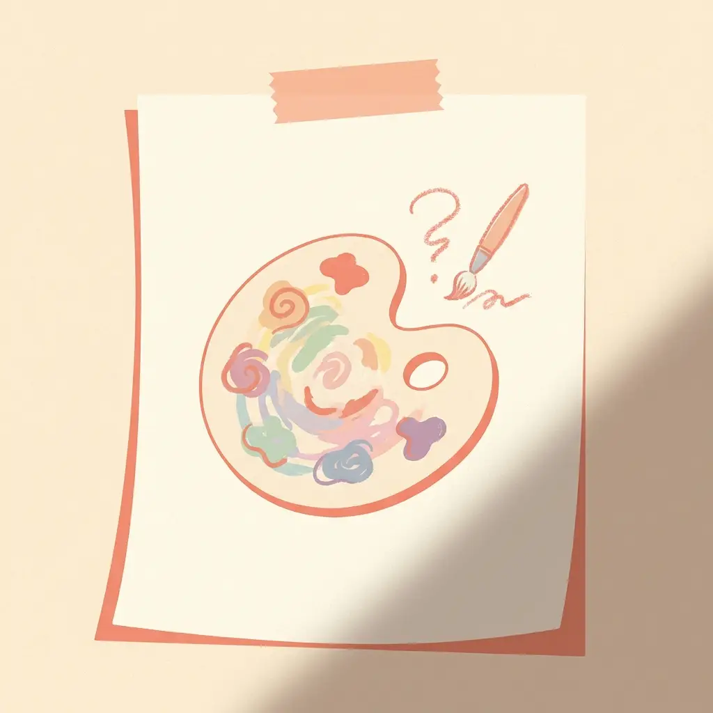 팔레트와 크레용 그림 — 그림 작품